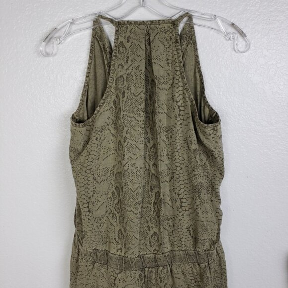 Anthropologie Cloth & Stone 100% Tencel Snakeskin Print Romper Army Green size L - Picture 12 of 12